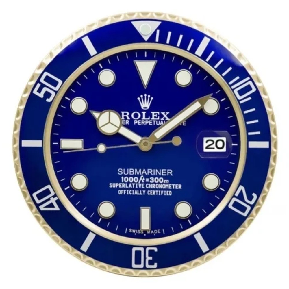 Blue & Gold Color Rolex wall clock