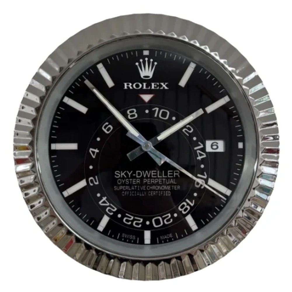 Luxury Wall Clock | Sky Silver & Black with Date