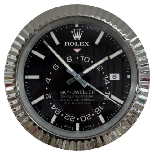 Luxury Wall Clock | Sky Silver & Black with Date luxury wall clock